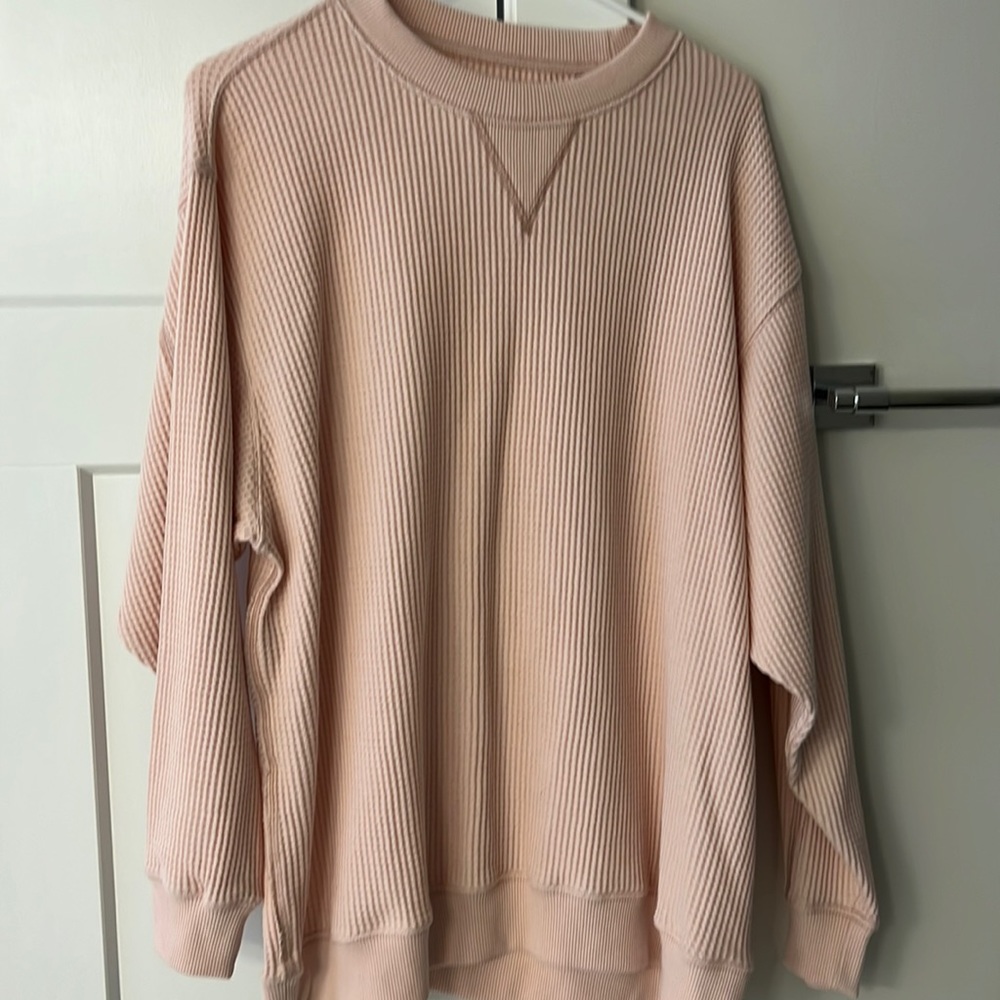 Baby pink waffle knit sweatshirt